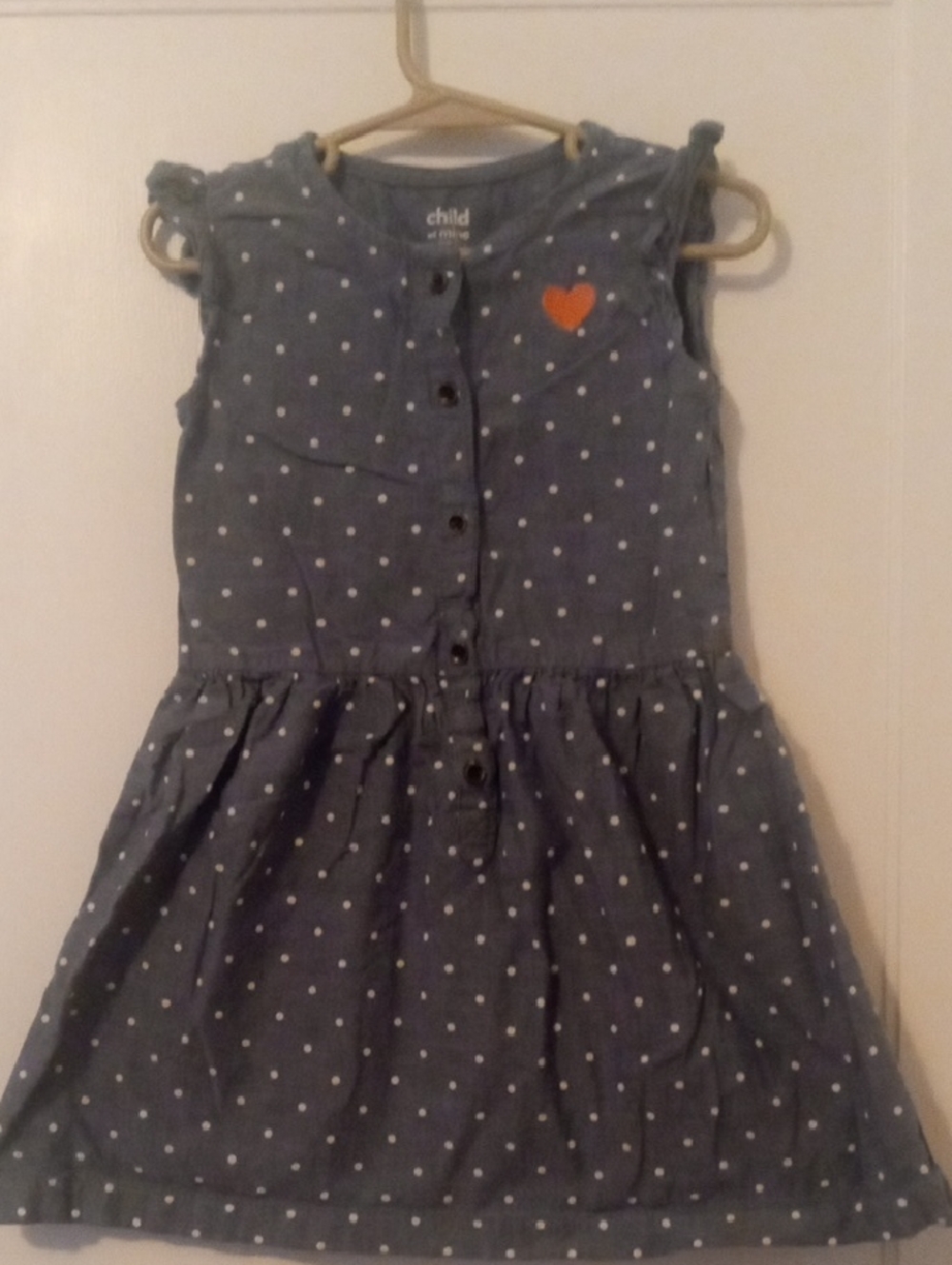 girl 4t blue dress white polka dot